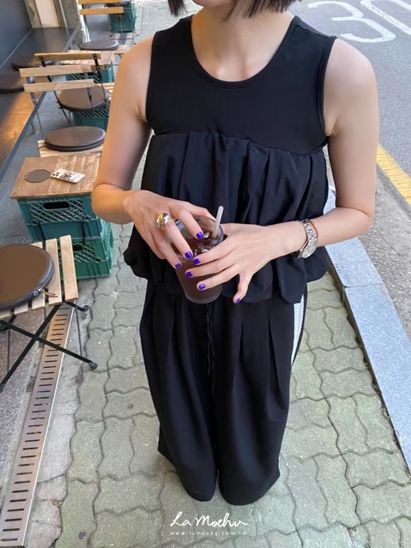 棉質拼襯衫背心式上衣